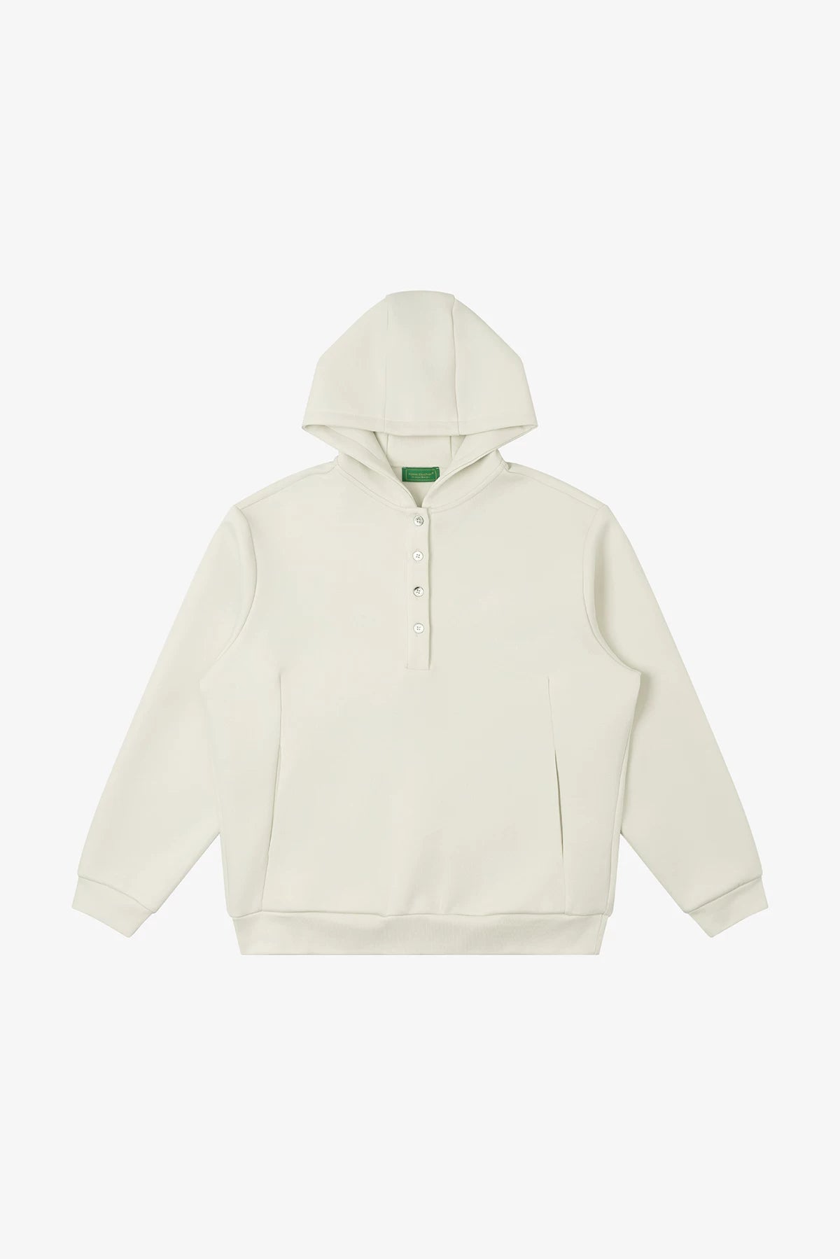 No Logo Warm and Soft Henry Collar Hooded Sweatshirt