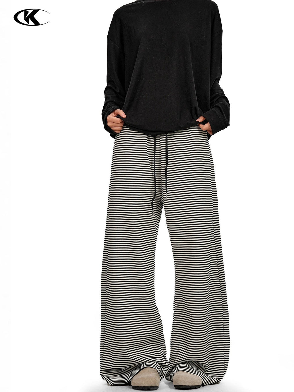 11KN Retro Straight Casual Wide-leg Floor Pants
