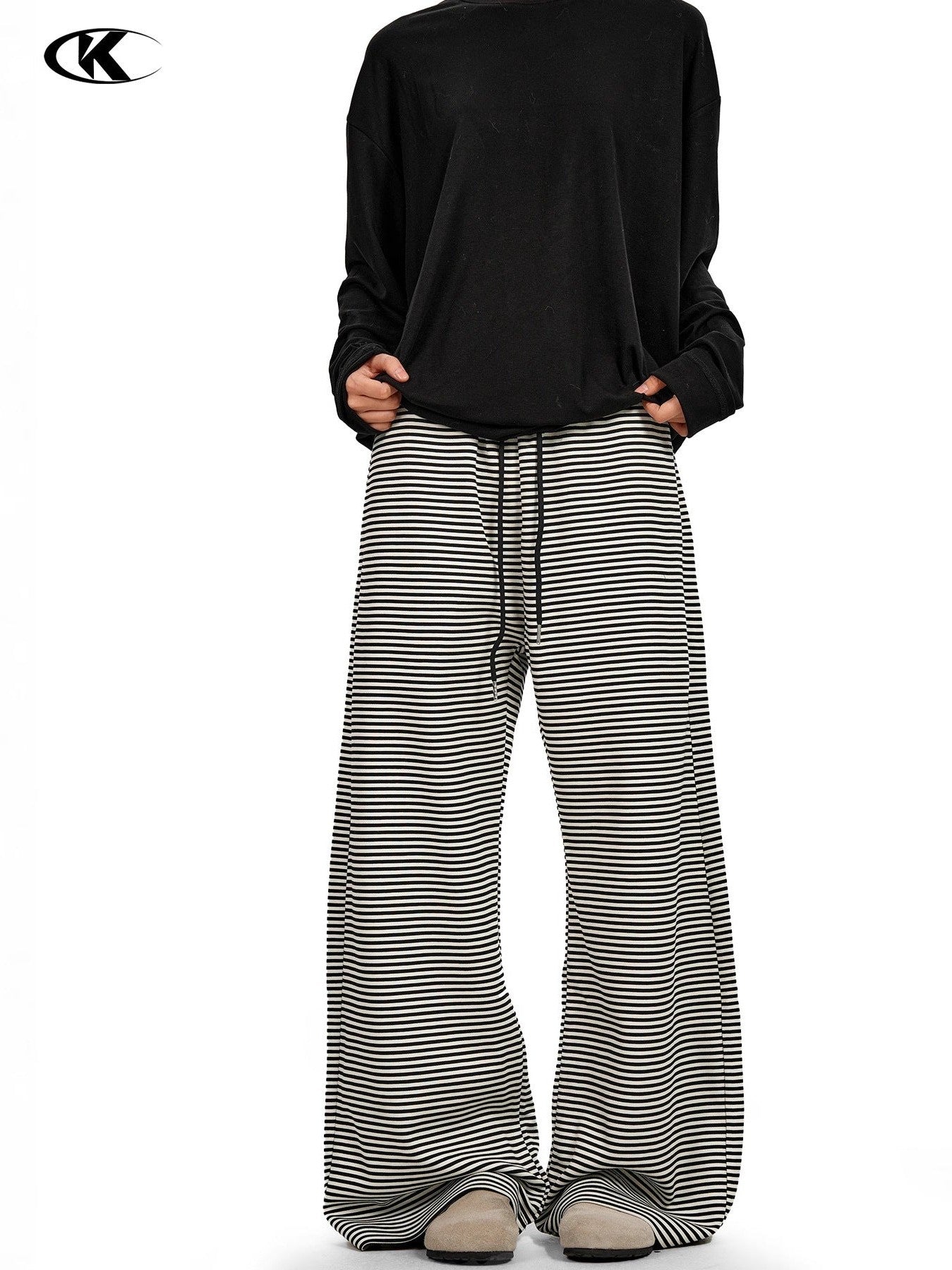 11KN Retro Straight Casual Wide-leg Floor Pants