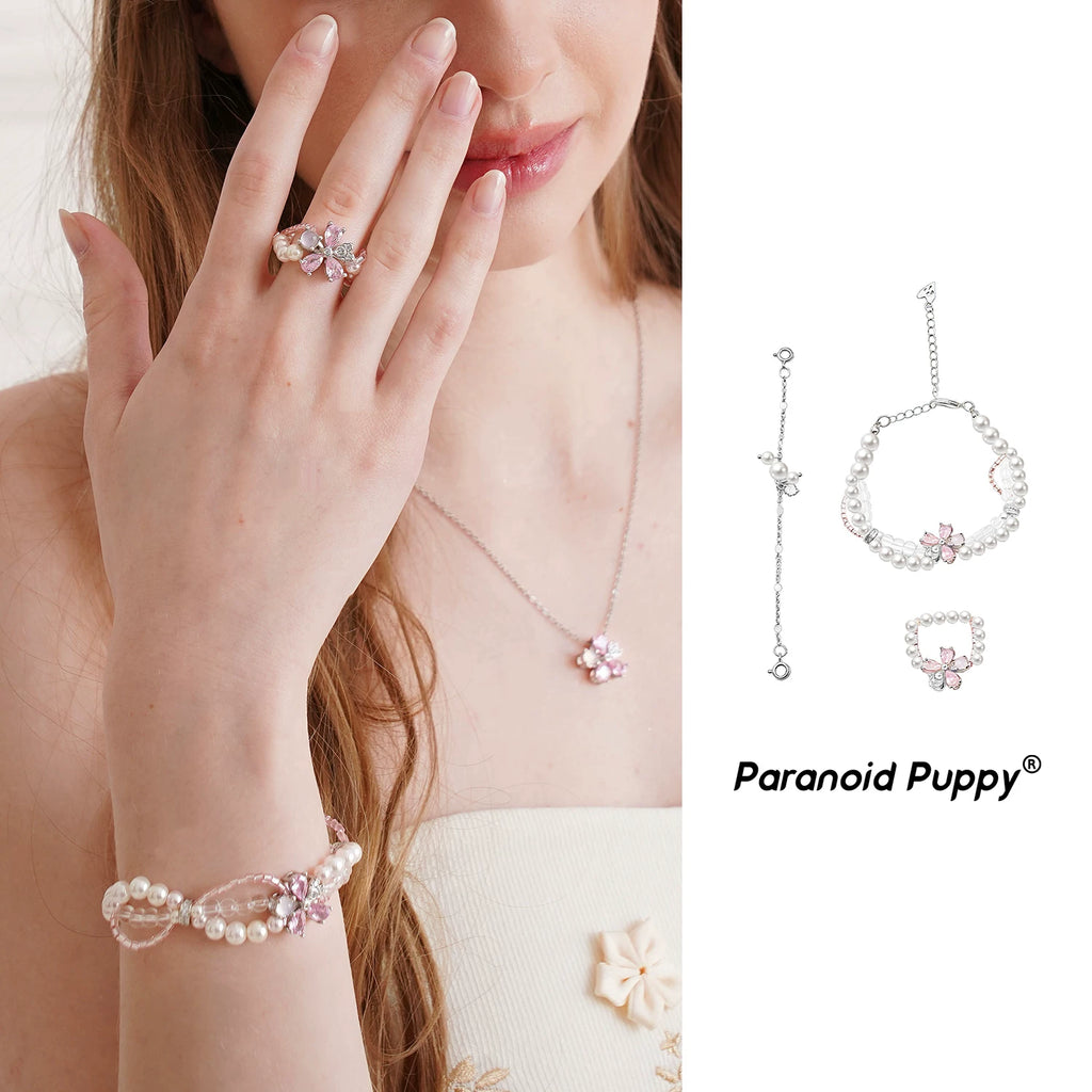 PP Integrated Removable Cherry Blossom Bracelet Pearl Bracelet Ring