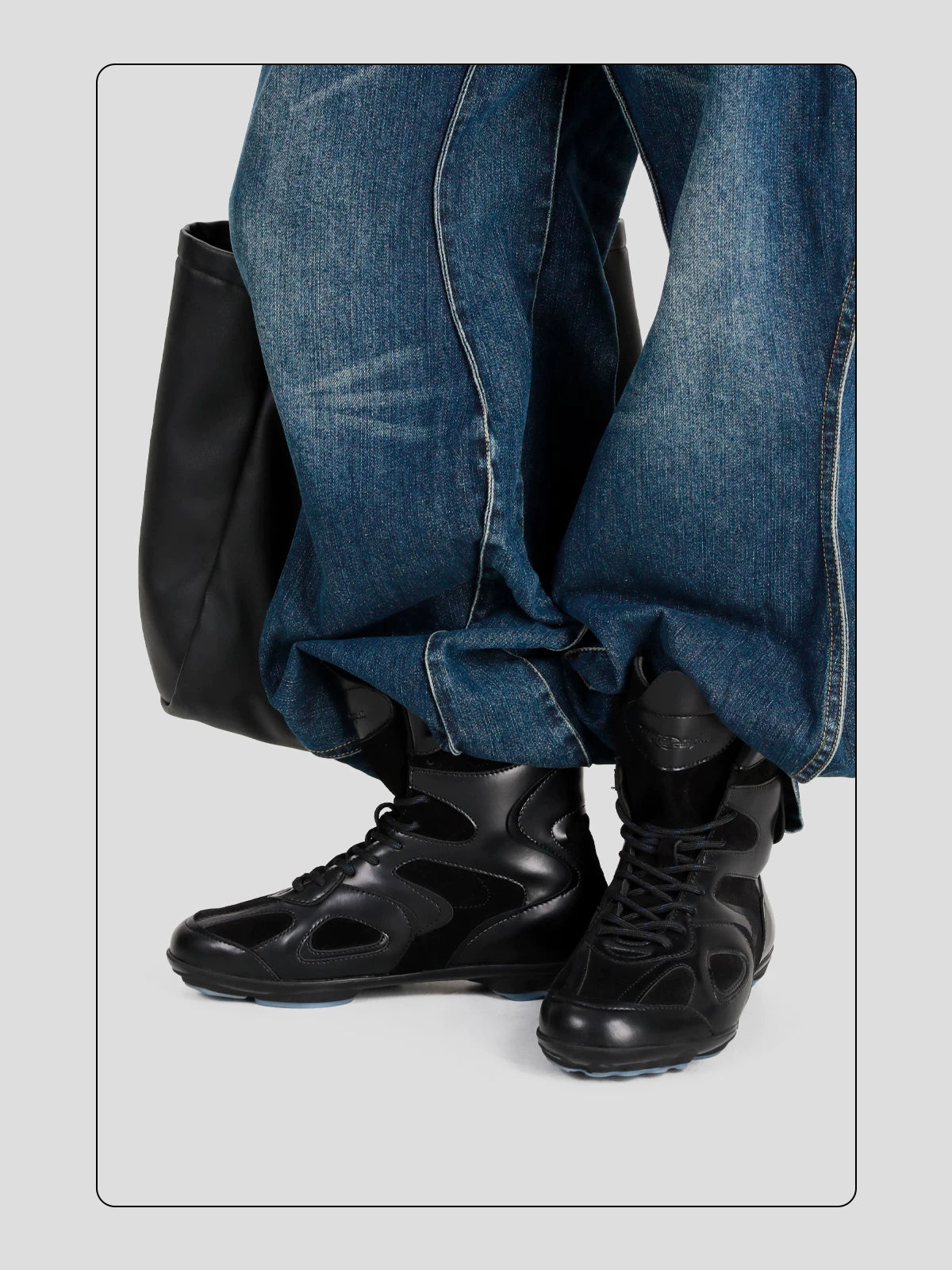 HANQIAORJI Splicing High-top Black Boxing Boots