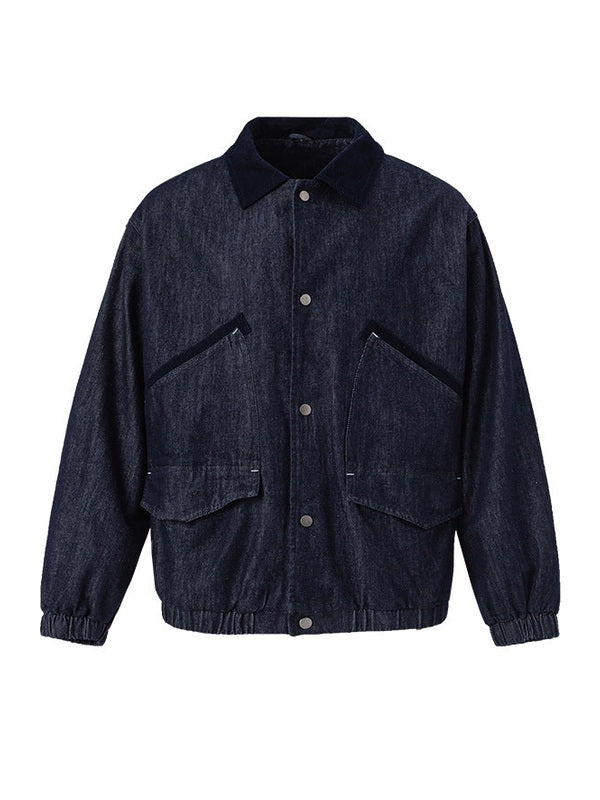 UNF Vintage Thickened Warm Lapel Denim Jacket