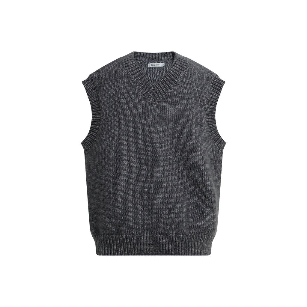 FUNKYFUN  Needle Sleeve Head V Neck Knitting Sweater Vest
