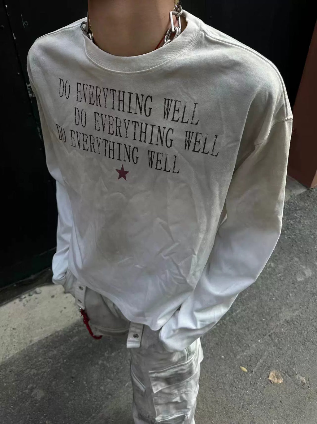 DETW-24AW red heart scalpel spray dirty water Boxy Long Sleeve Tee