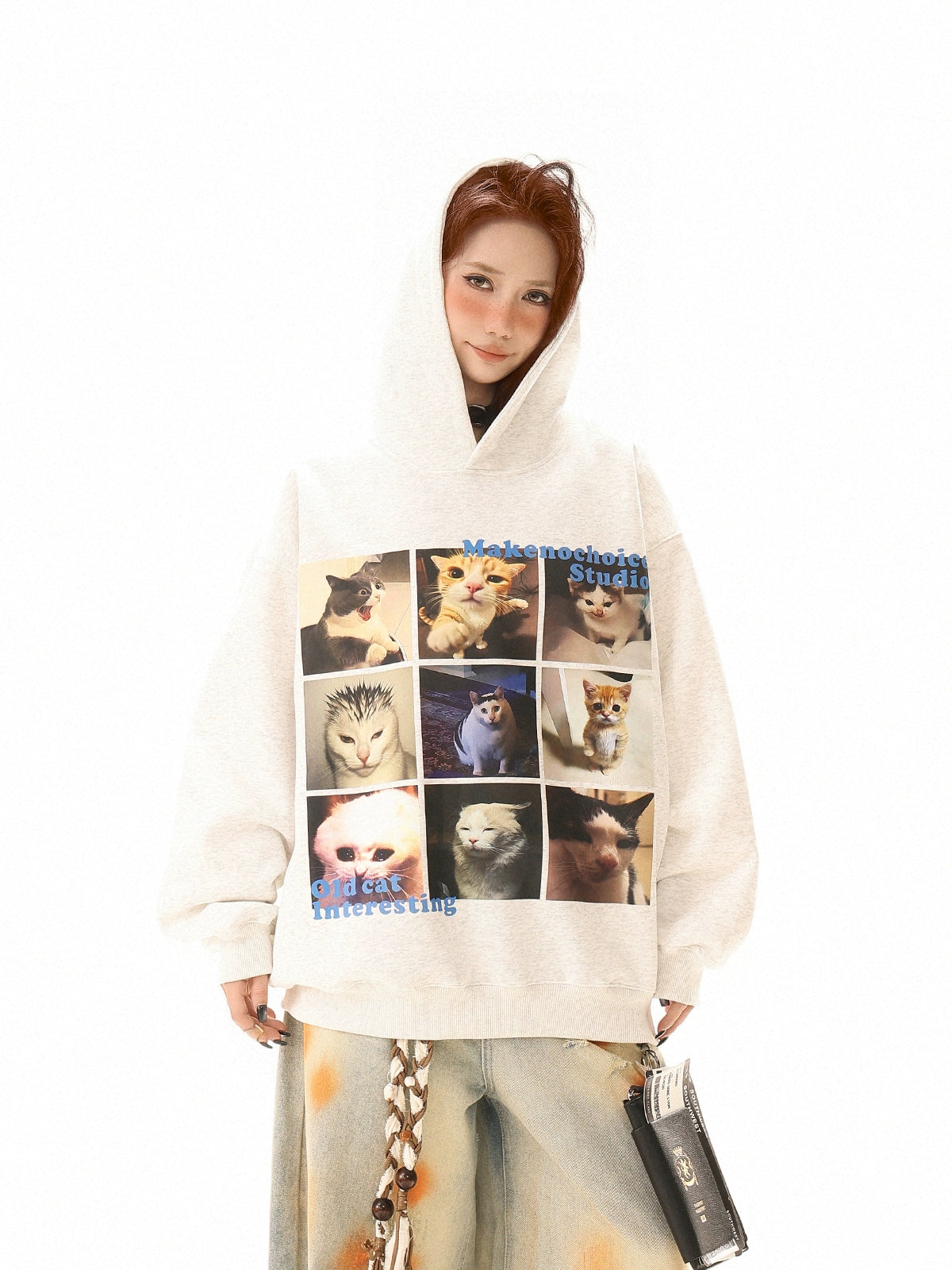 Kenvibe Vintage Cartoon Print Hooded Sweater