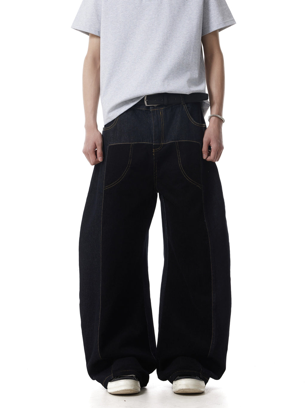 BTSG Loose Wide-leg Black Scimitar Pants