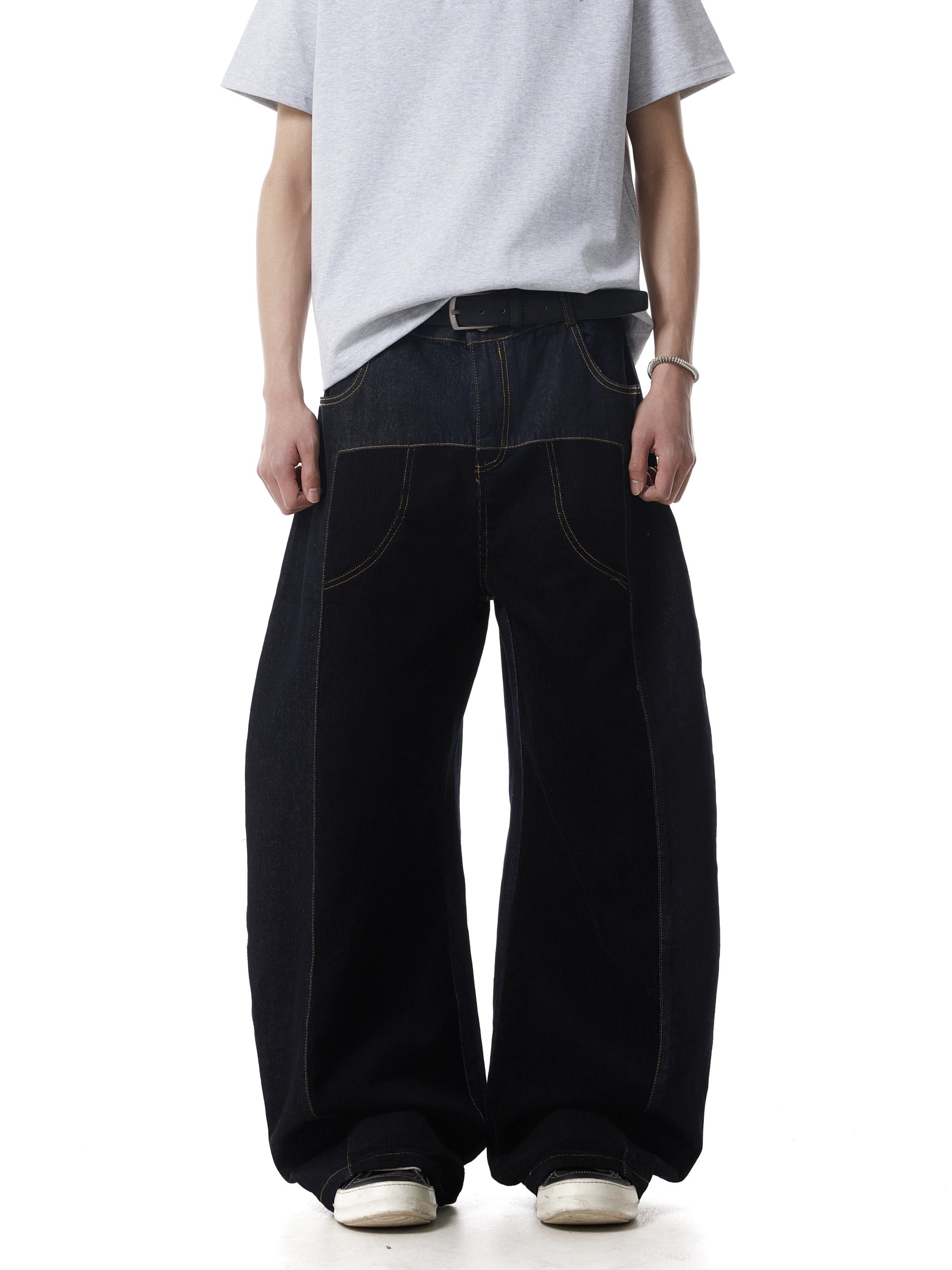 BTSG Loose Wide-leg Black Scimitar Pants