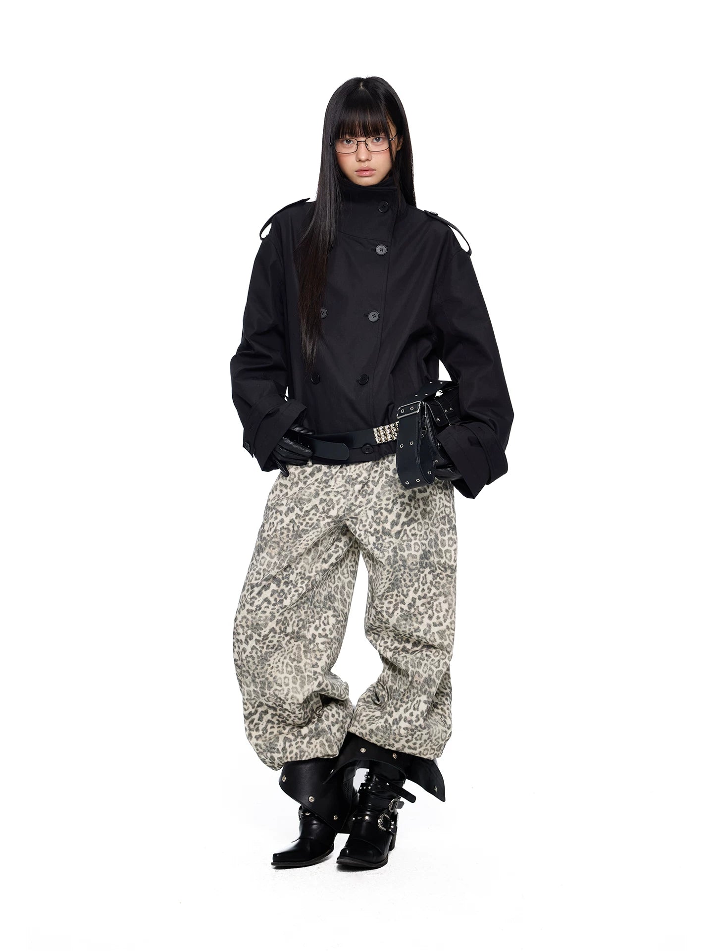 EZEK Retro Leopard Print Casual Loose Wide-leg Pants
