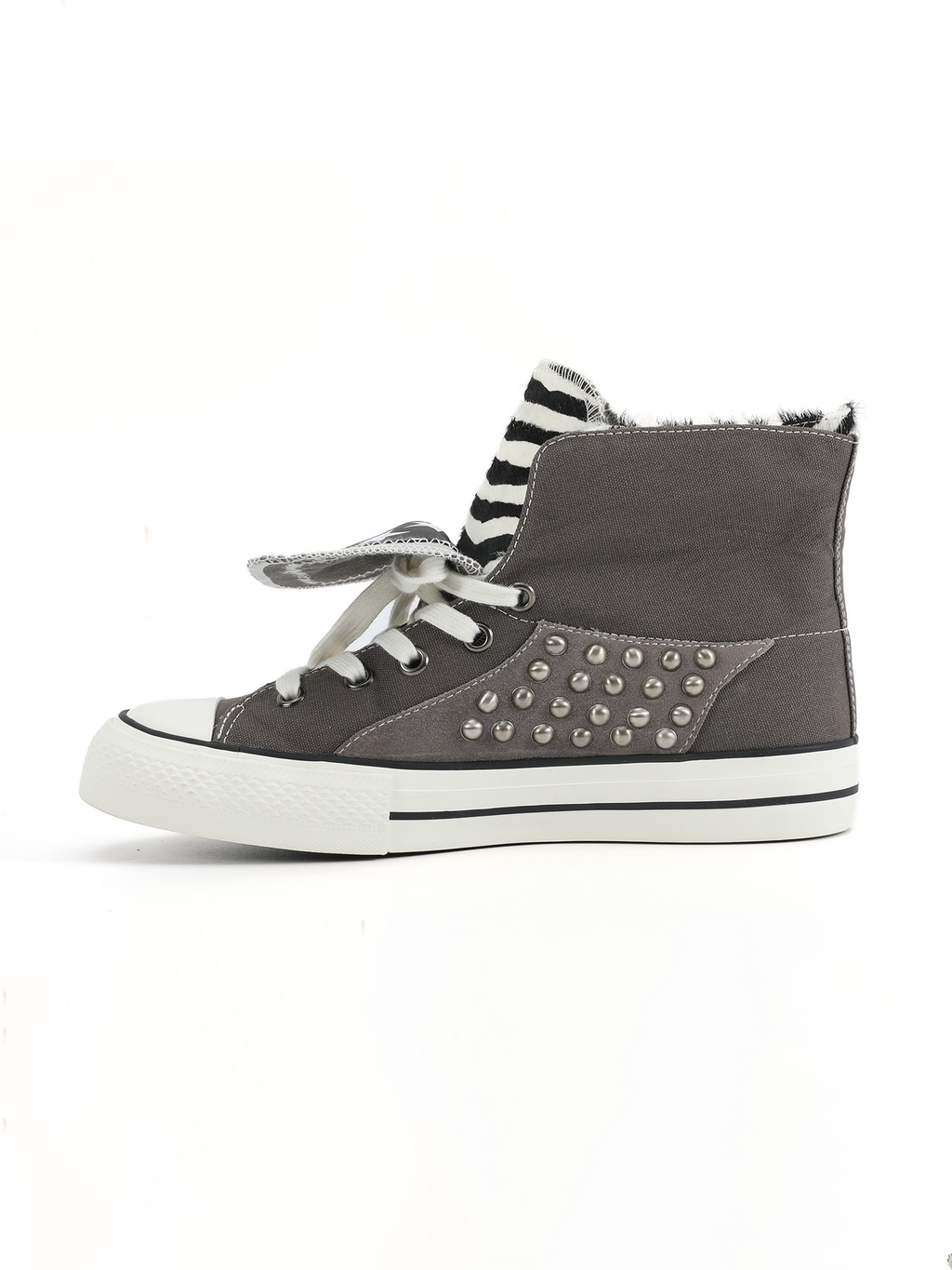 NumbAsia zebra pattern horsehair star print stitching canvas shoes