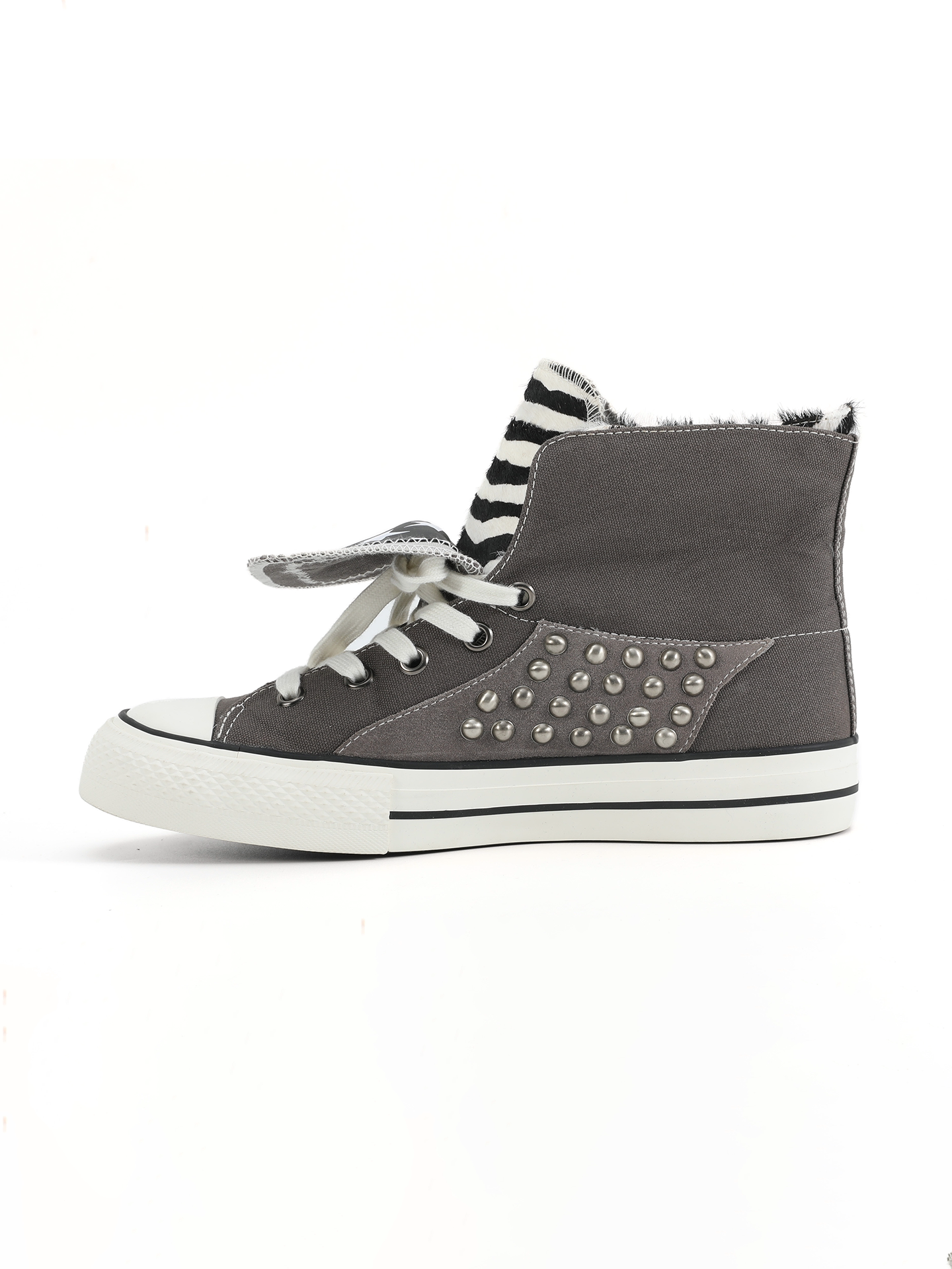 NumbAsia zebra pattern horsehair star print stitching canvas shoes