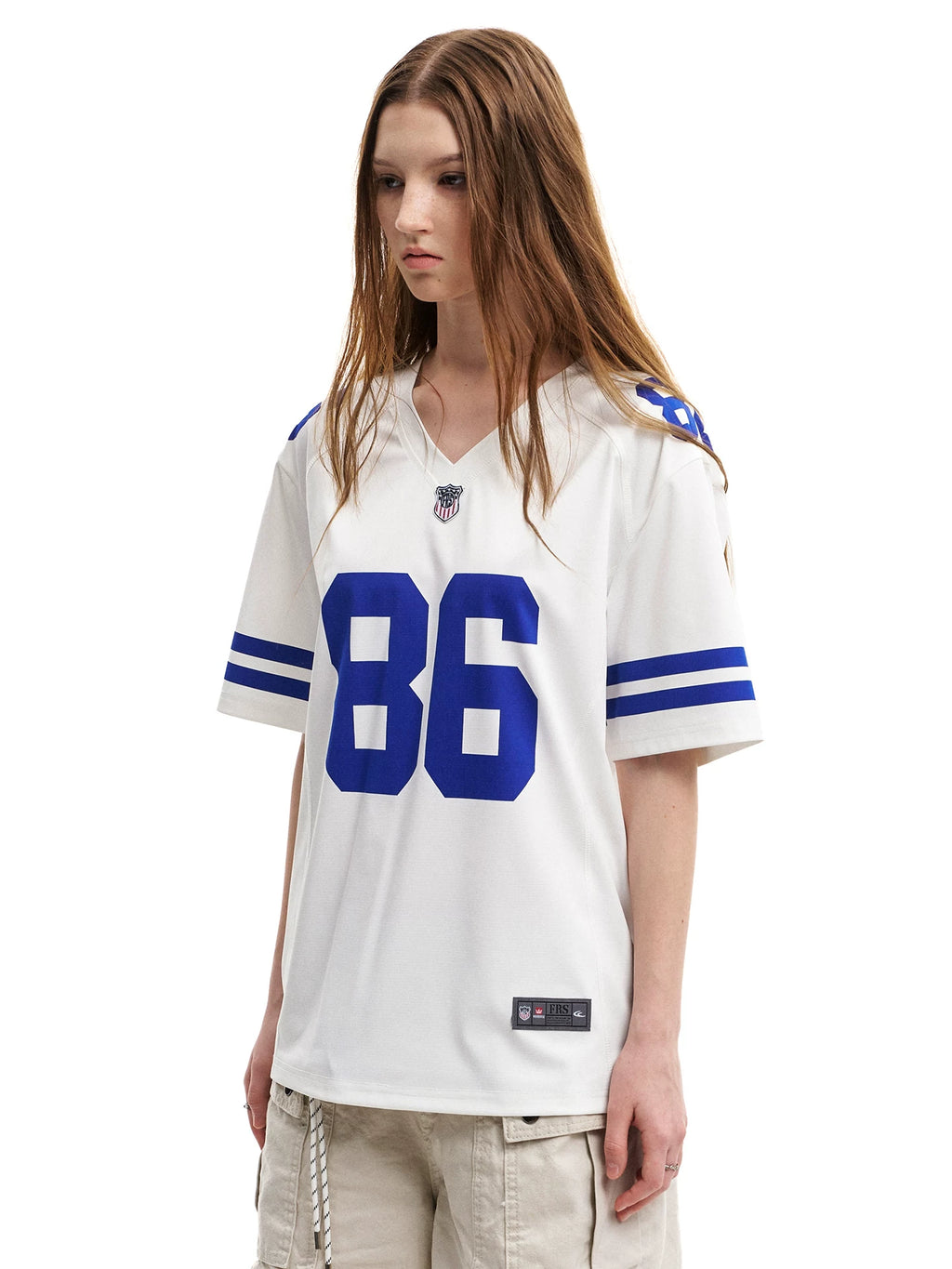 0123Start Retro V-neck Contrasting Loose Tee