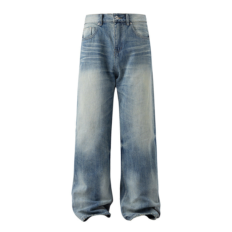 UNF A-Font Washed Blue Straight Loose Jeans