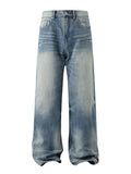 UNF A-Font Washed Blue Straight Loose Jeans