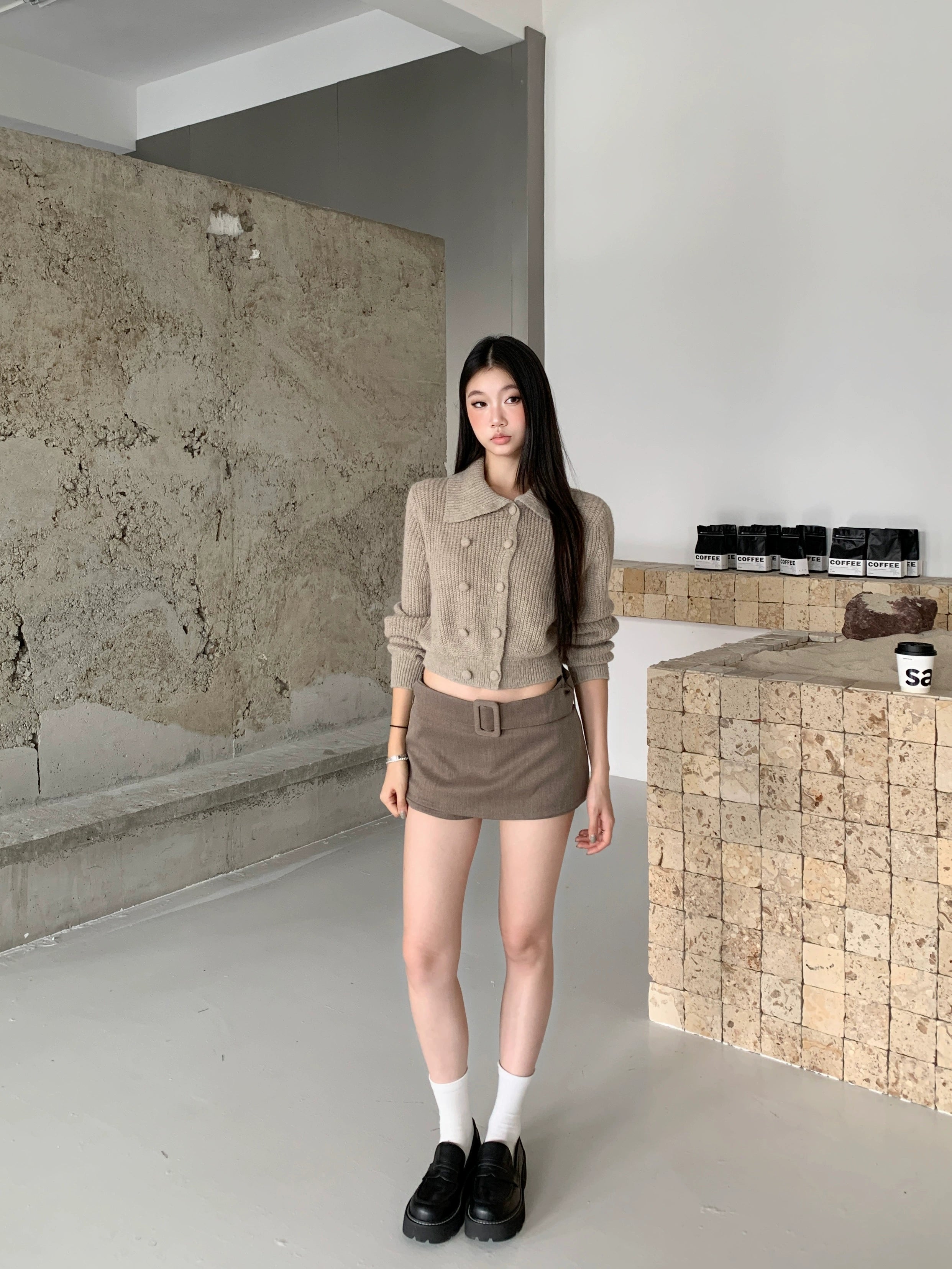 WITHMIN Skinny Casual Versatile Short Cardigan