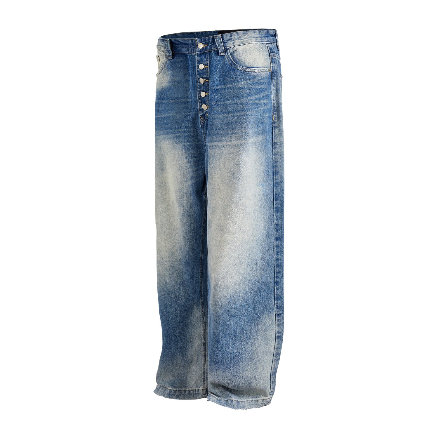 MADEEXTREME washed blue cat whisker embroidered flower Jeans