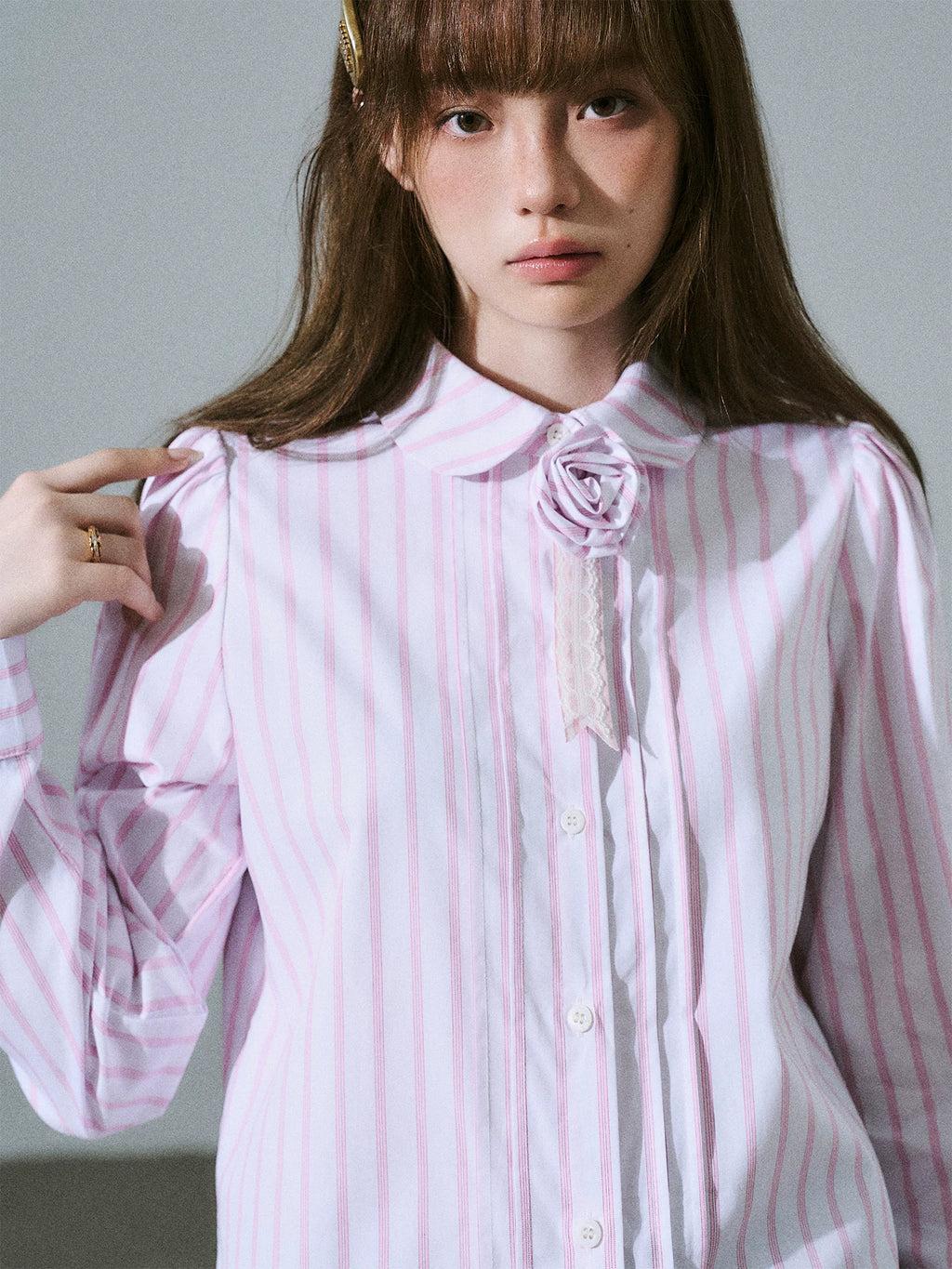 LOST FOREST Casual Flower Long-sleeved Shirt