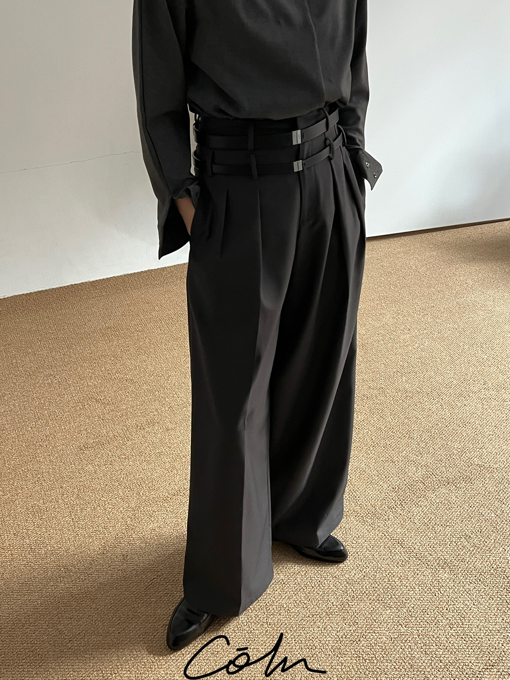 COLN Casual Double-waisted Suit Pants