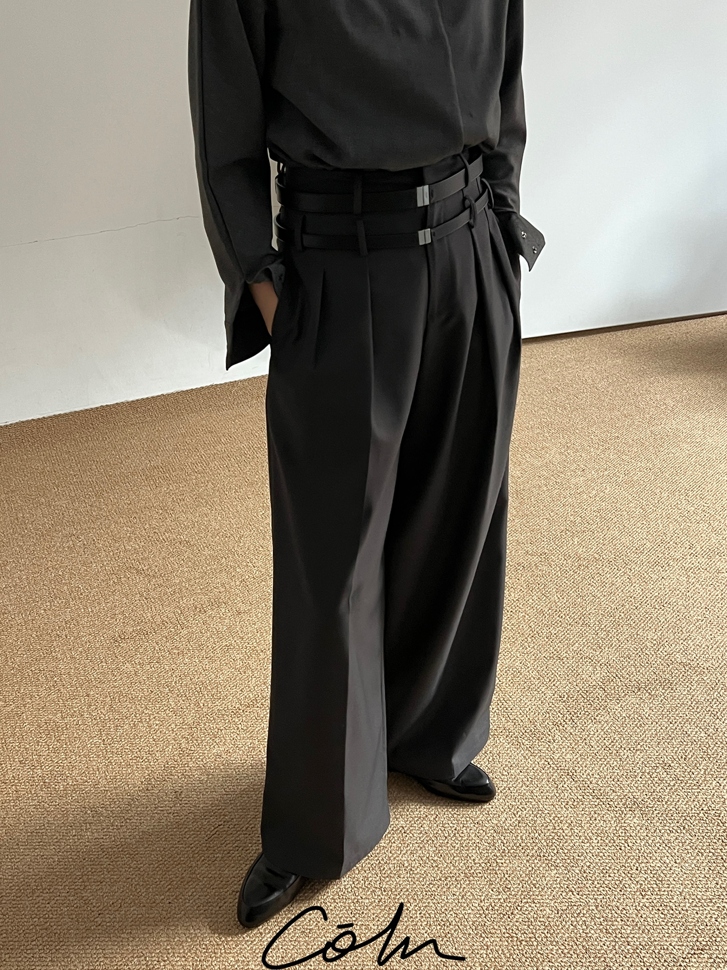 COLN Casual Double-waisted Suit Pants