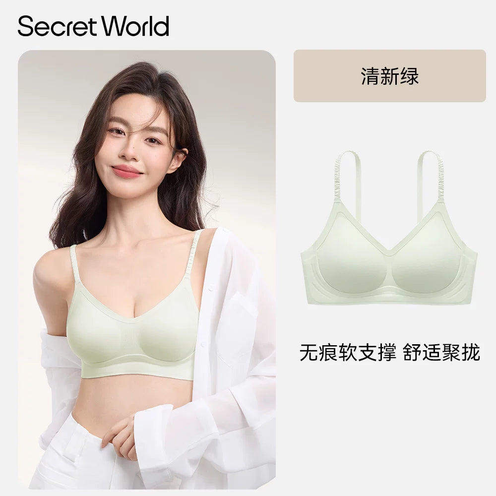 SecretWorld Breathable Non-Marking Spaghetti Strap Bra