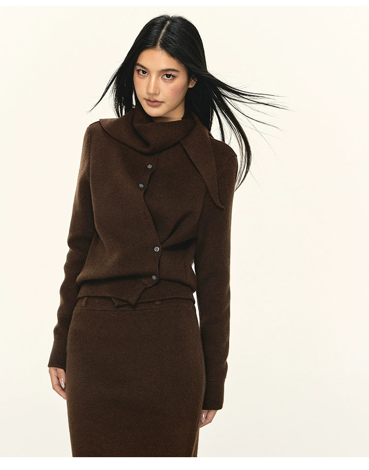 Anna Aneae Sweater Cardigan Knitted Skirt Set