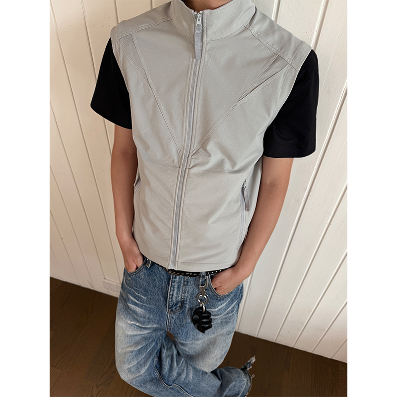 EME Quick-drying Breathable Light Stand-up Collar Zipper Vest