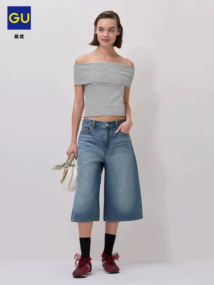 GU High Waist Retro Skinny Neutral Wide Leg Pants