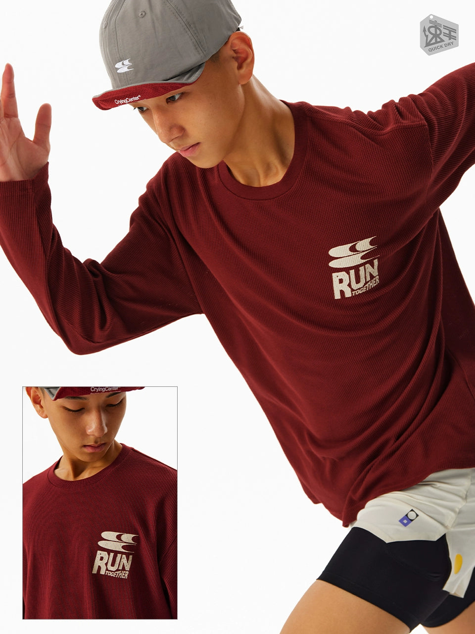 CryingCenter Quick Drying Breathable Waffle Loose Long Sleeve