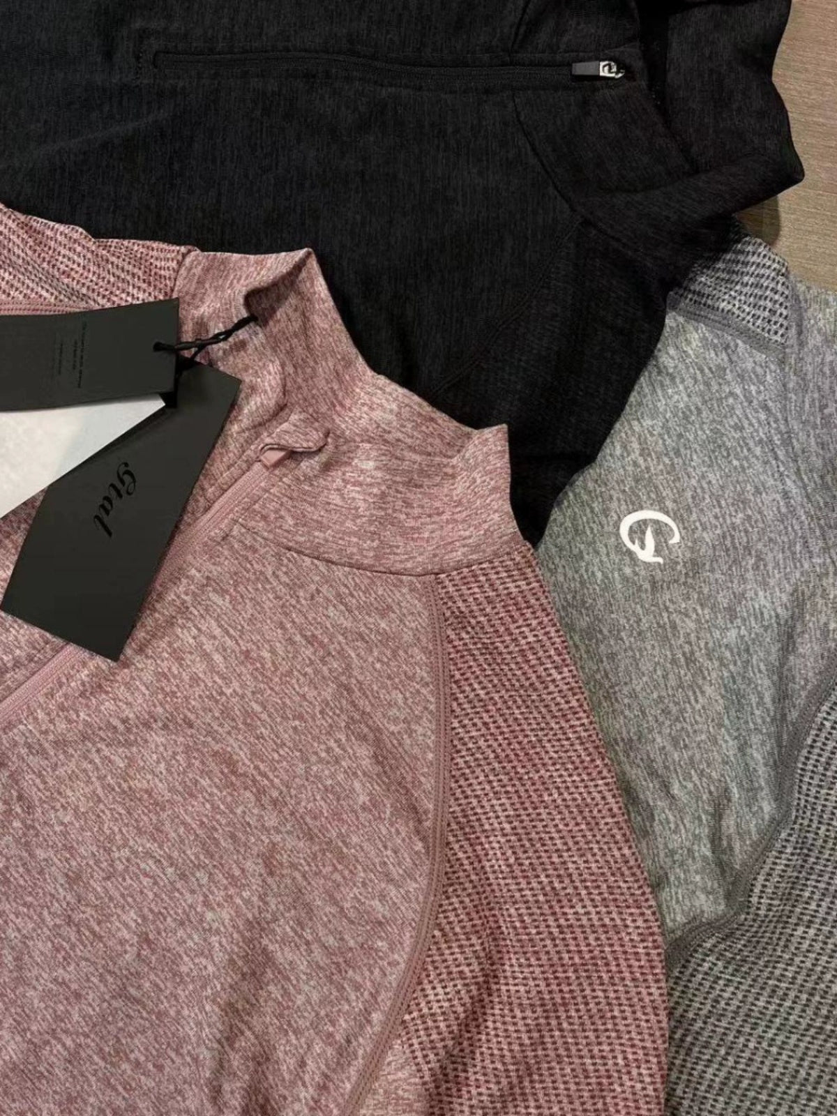 GTAL Seamless Jacquard Zipper Sports Quick-Drying Slim-Fit T-Shirt