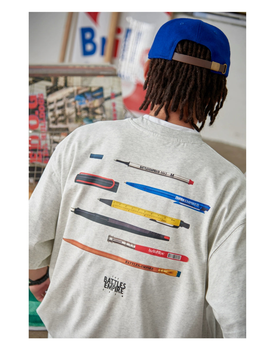 Battles Embroidery Logo Round Neck Loose Tee