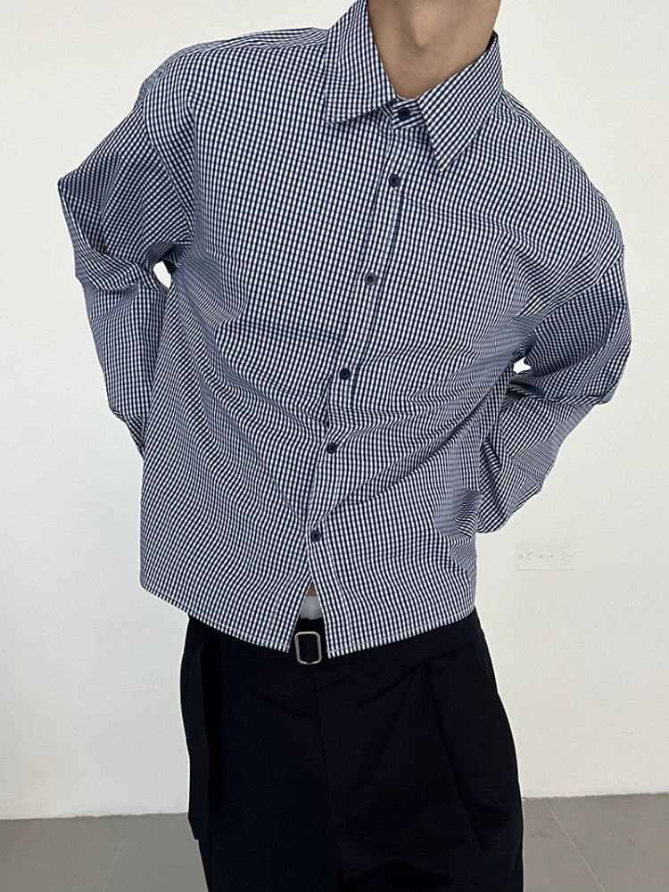 COLN Short Casual Plaid Shirt