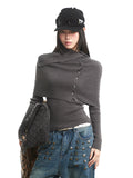 UNCMHISEX Turtleneck Long-sleeved Knitted Cardigan