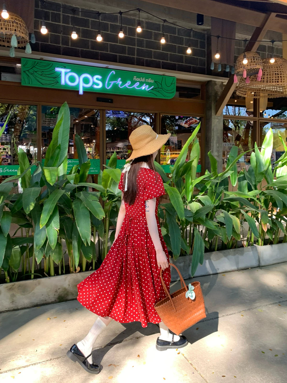 MUCHA Lapel Waist Thin Polka Dot Dress