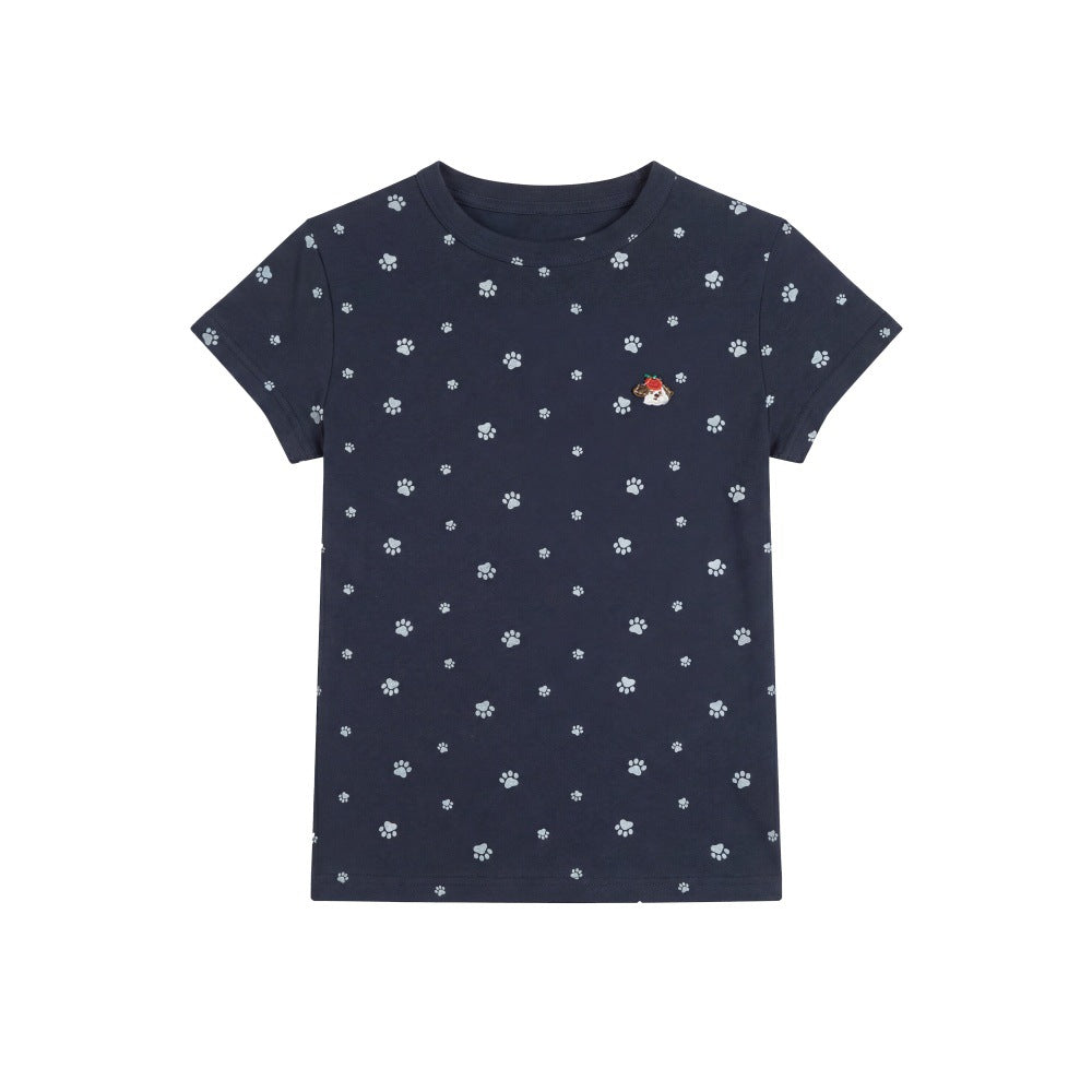 HeyHenry Puppy Footprint Front Shoulder Slim Tee