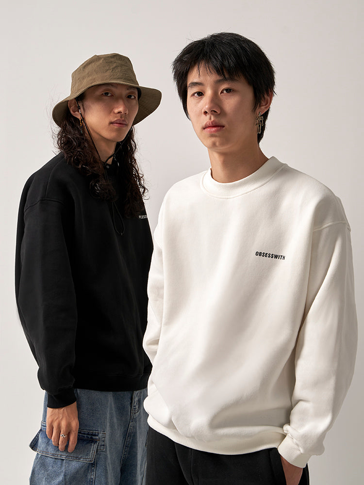 OBSESSWITH Basic Letter Printed Crew Neck Sweater