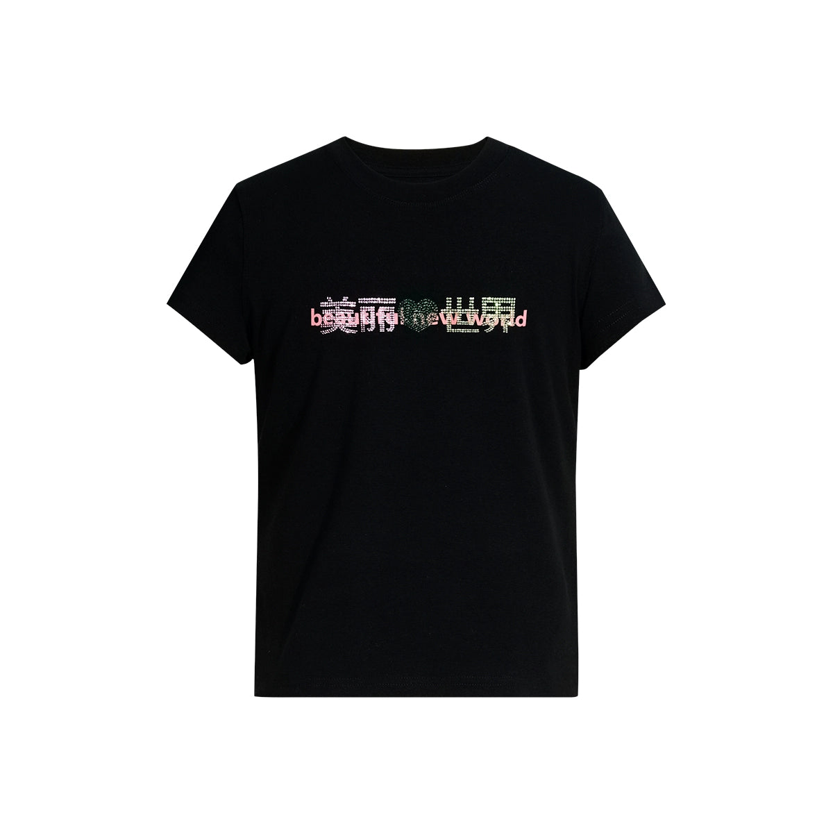 FUNKYFUN Printed Front Shoulder Thread Elastic Tee