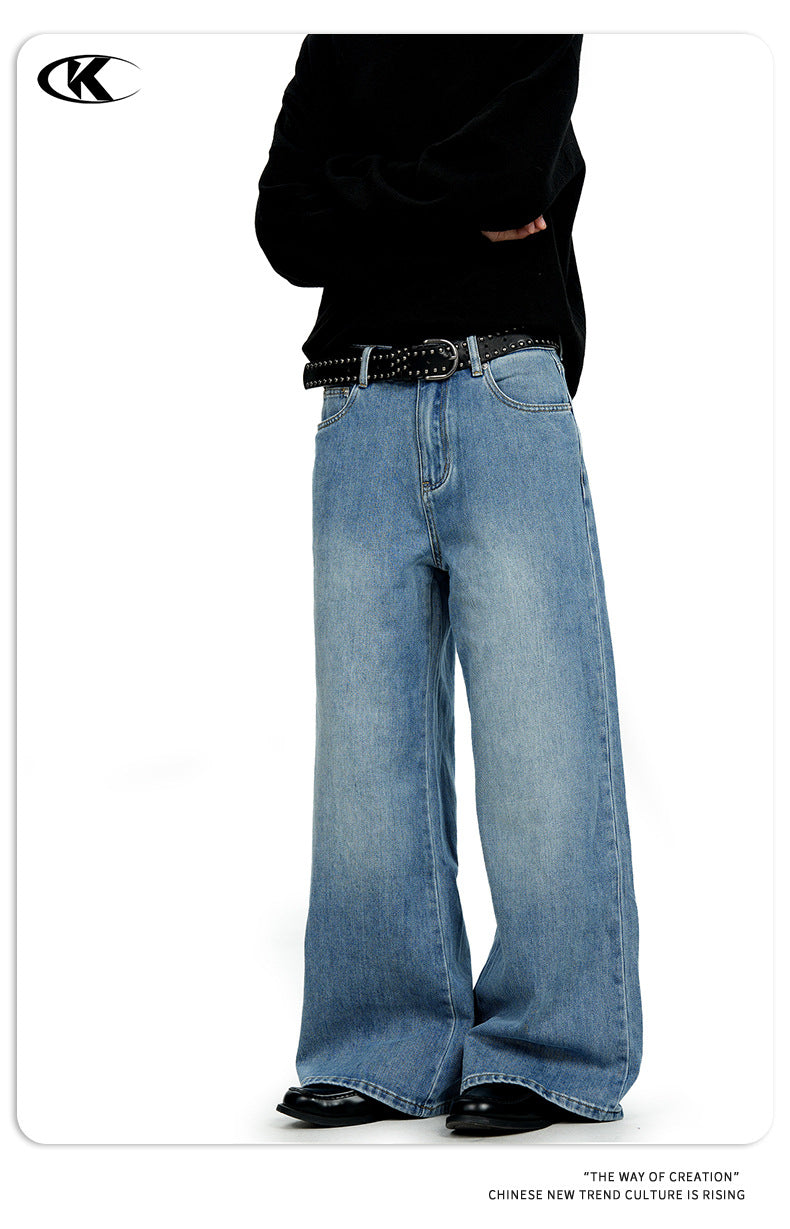 11KN Retro Casual Wide Leg Straight Jeans
