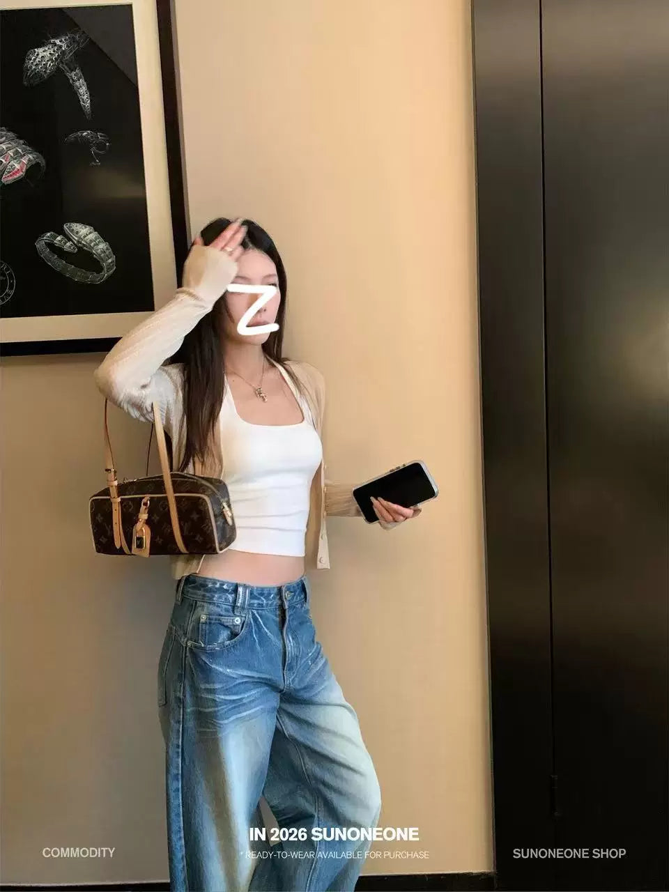 SUNONEONE White Loose Straight Jeans