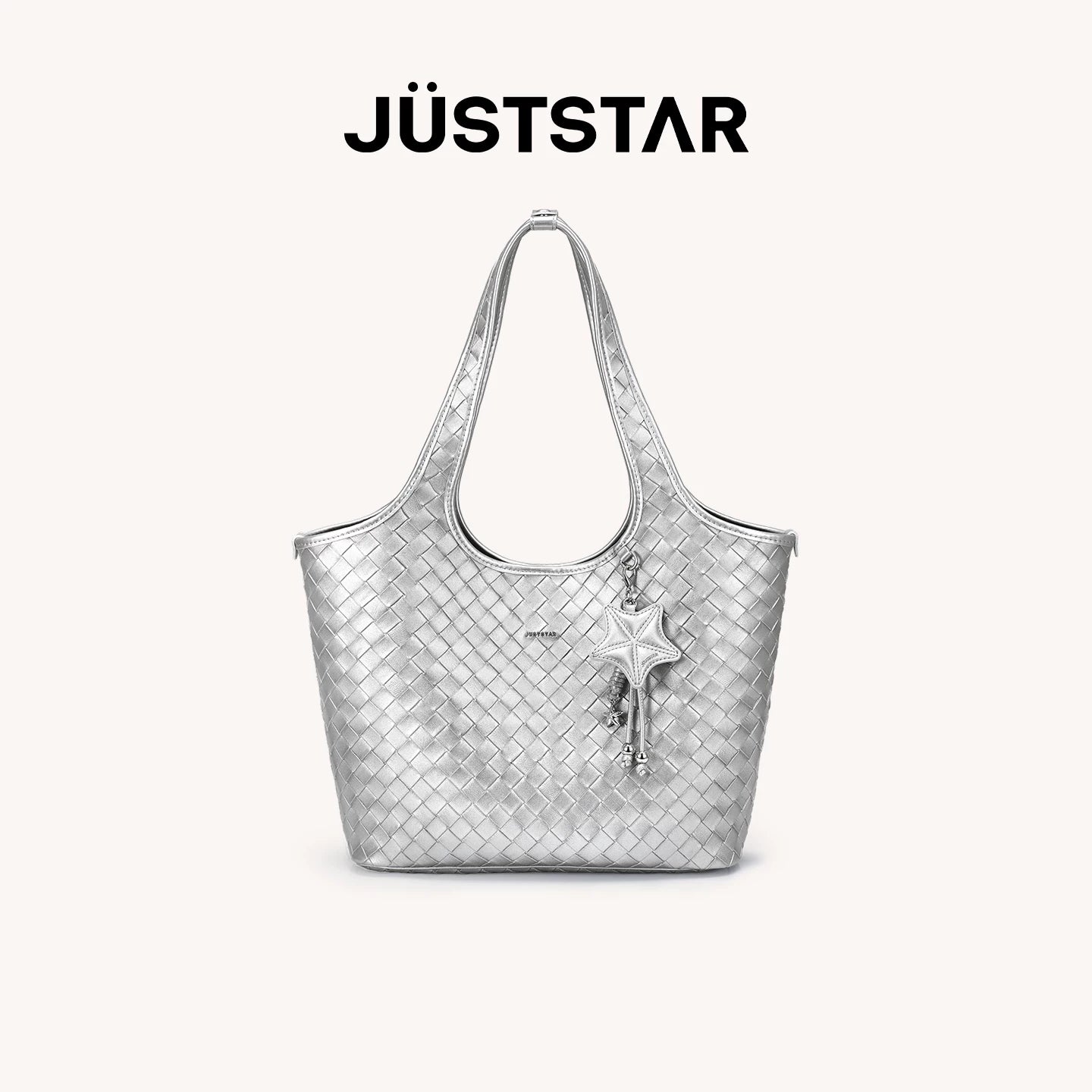 JUST STAR Large Capacity Portable Underarm Knitted Bag