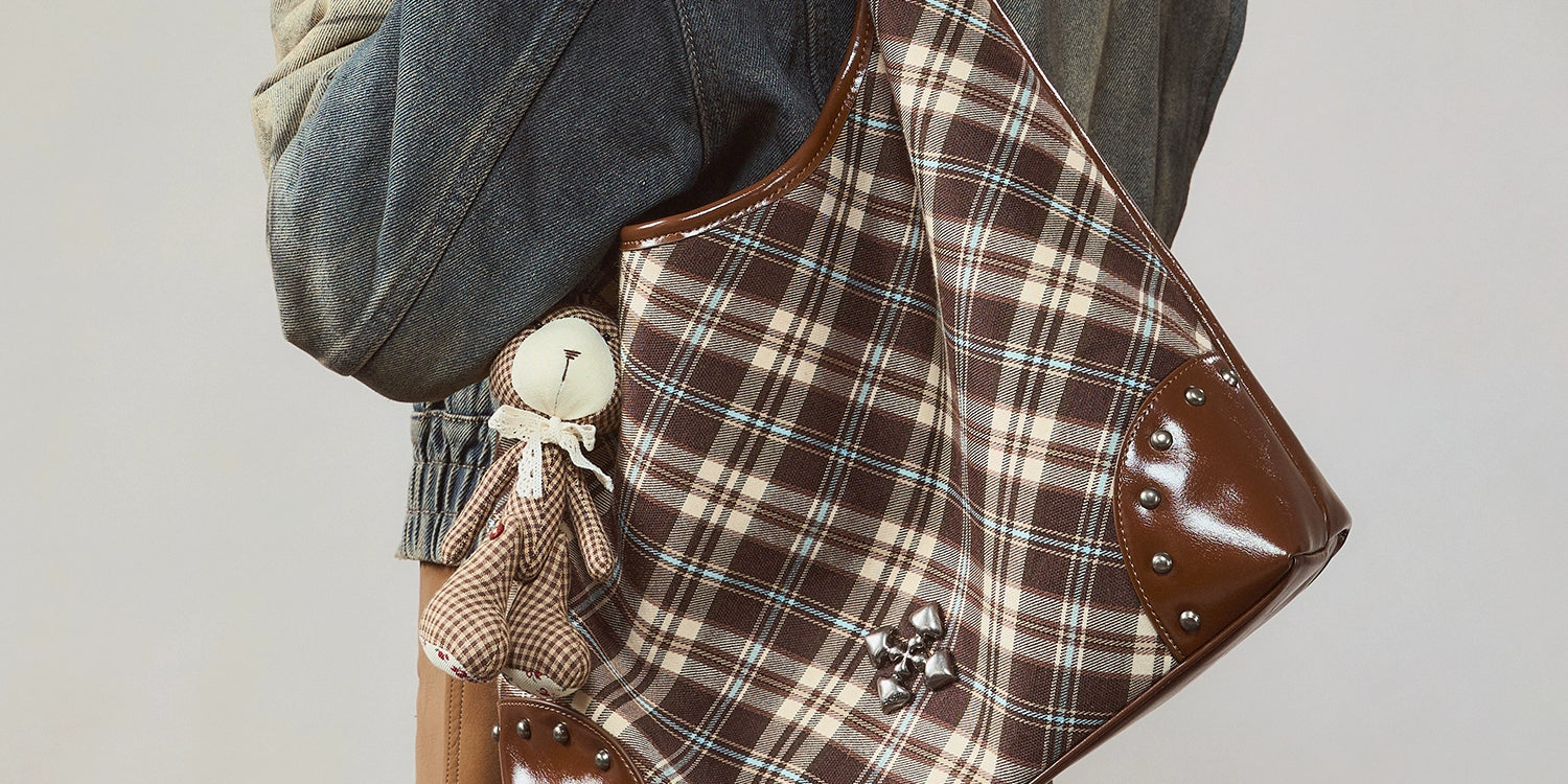 JACD Plaid Commuter Large Capacity Tote Bag