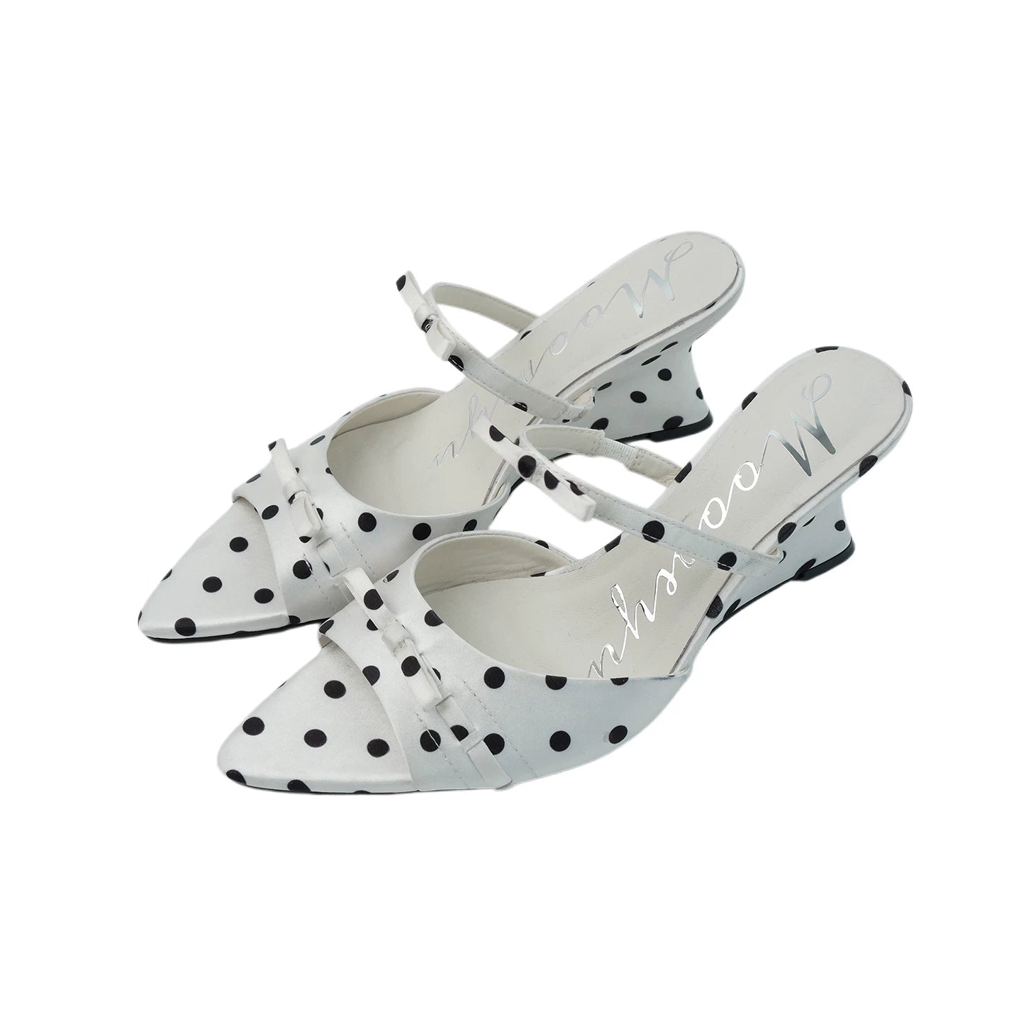 Mooreyu Polka Dot Pointed Bow Strap Sandals