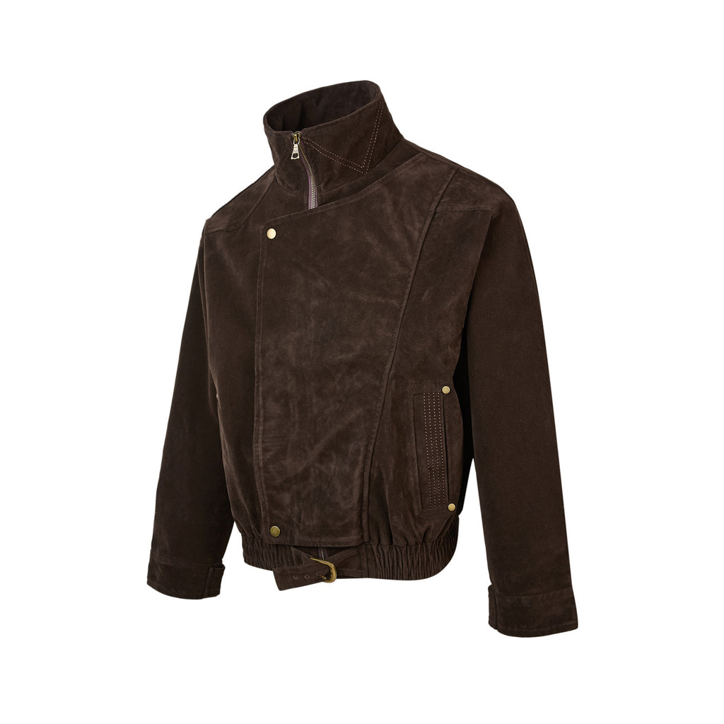 EME Vintage Stand-Up Collar Loose Zipper Short Wide Jacket