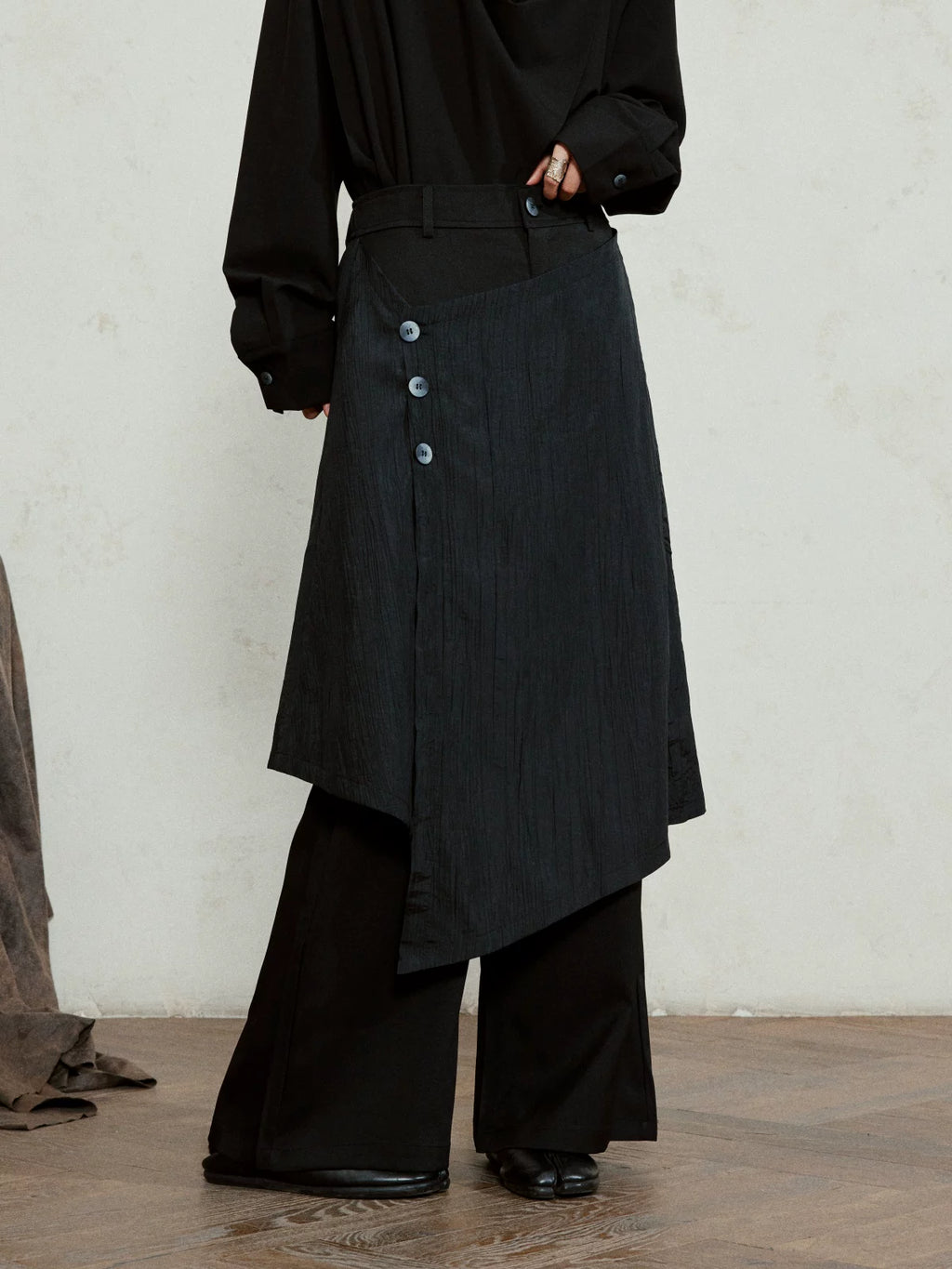 SUNYVONNE Asymmetrical Wide-leg Casual Suit Pants