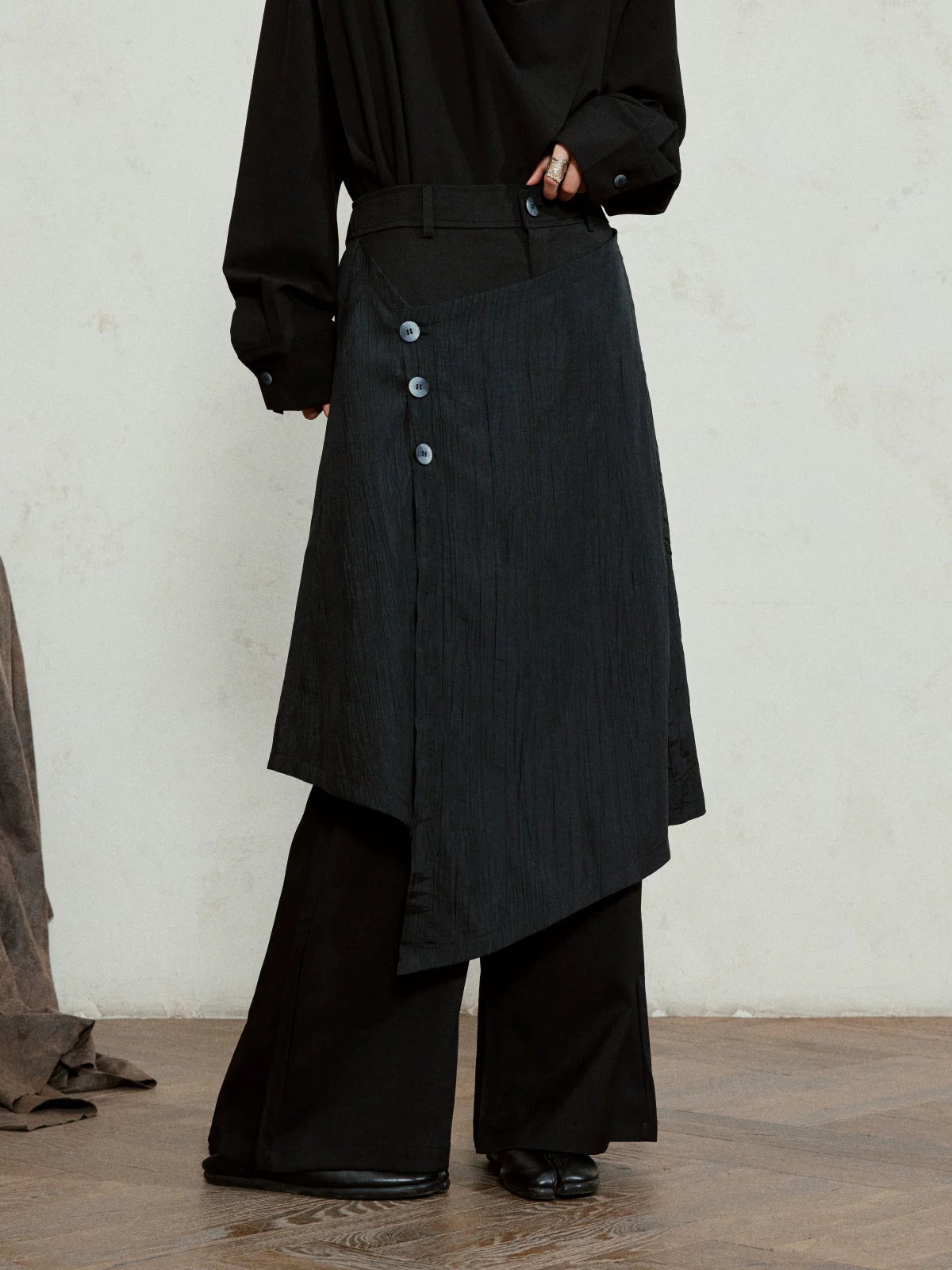 SUNYVONNE Asymmetrical Wide-leg Casual Suit Pants