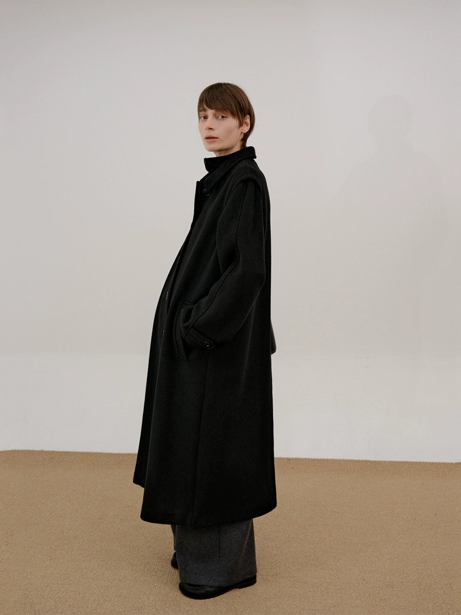 COLN Simple Long Single-breasted Coat