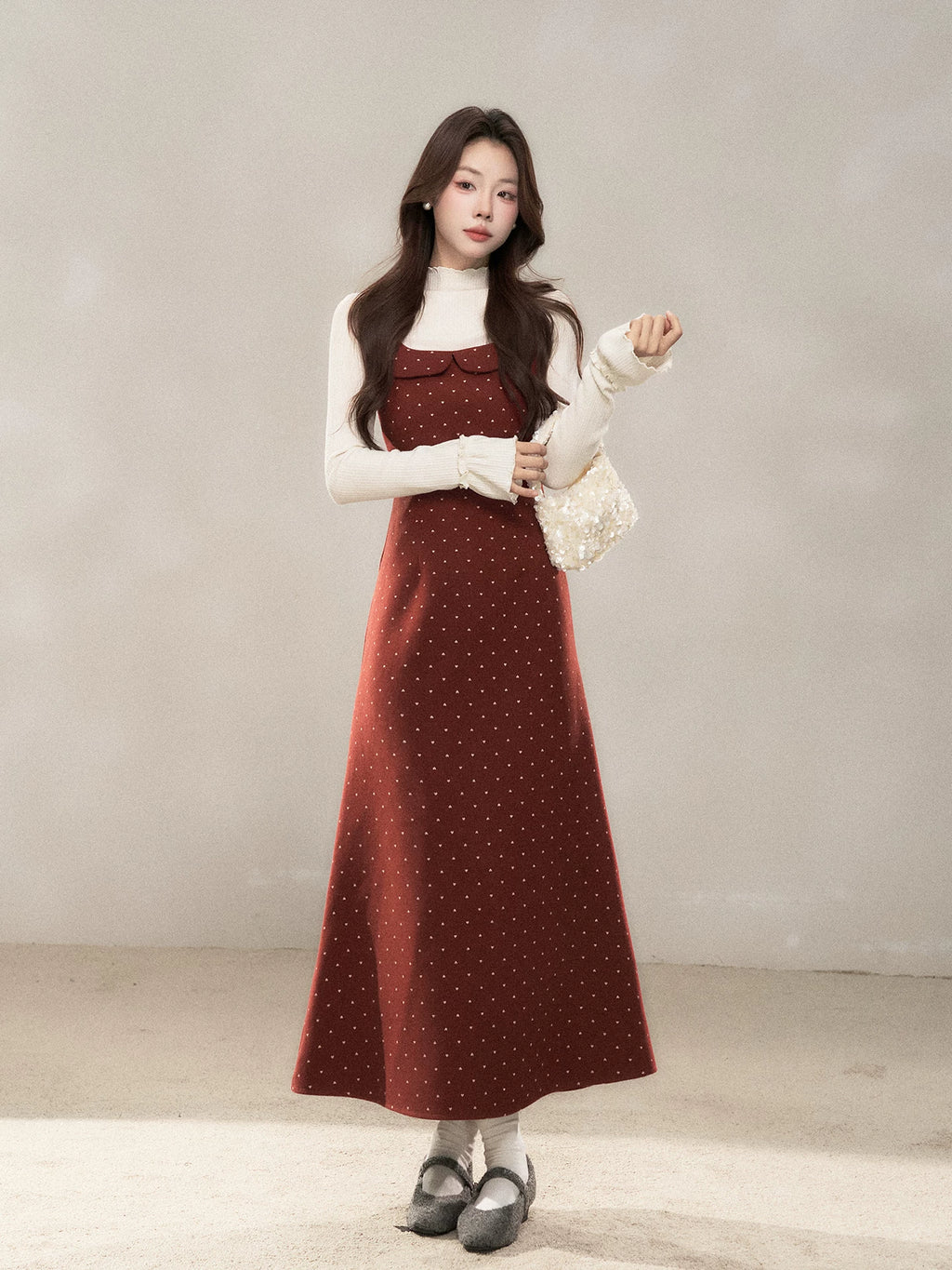 Wildberry Polka Dot Korean Retro Dress