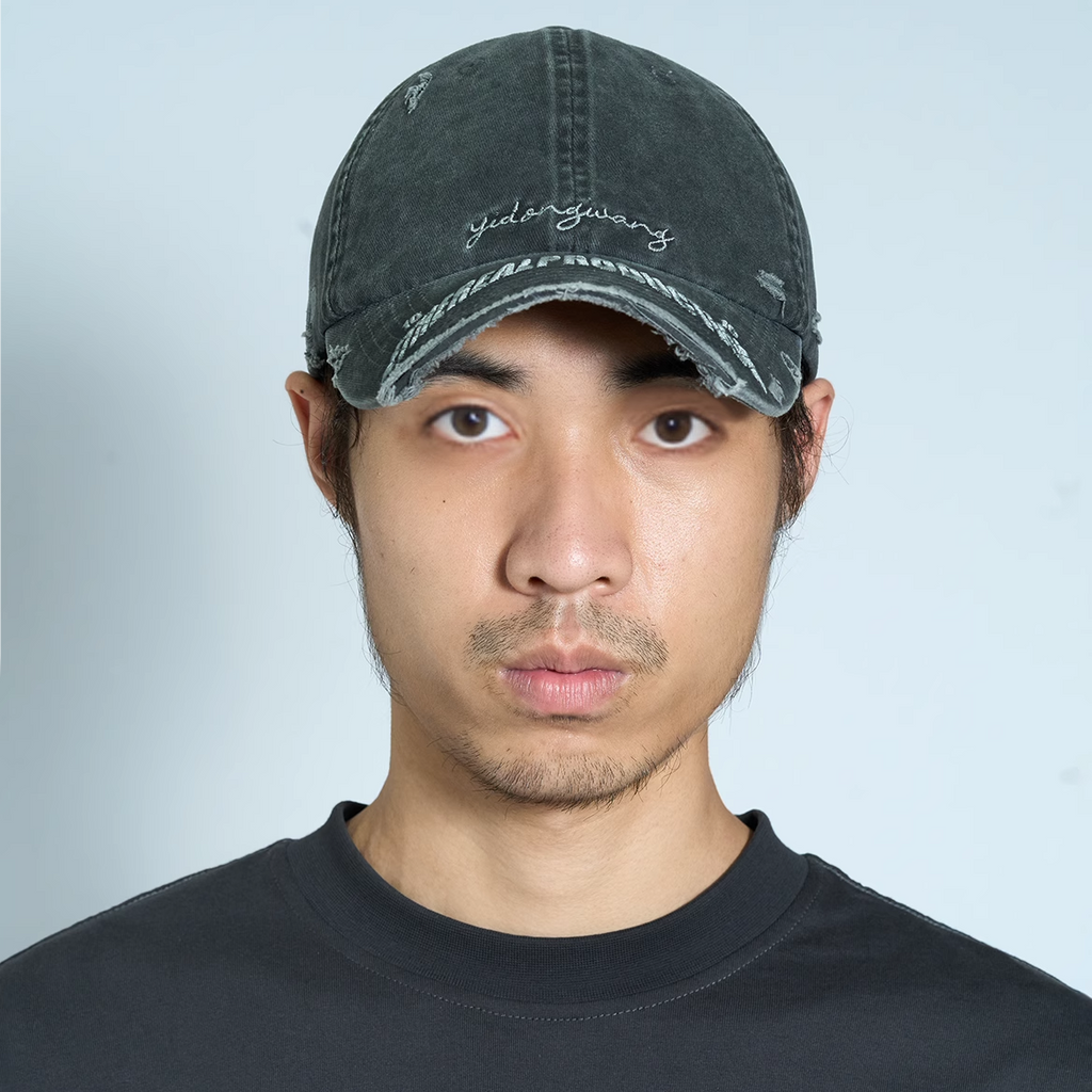 ETHEREAL PRODUCTION Washed Cut Damaged Old Embroidered Cap