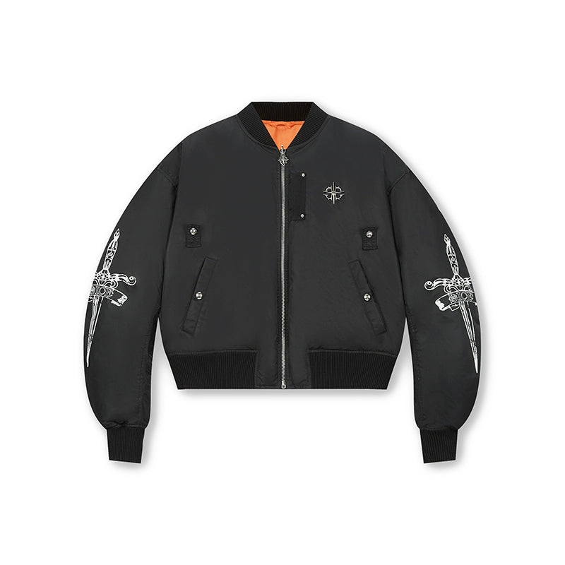 DICETINY Yuan Tu's Sword Printed Loose Stand-up Collar Short Jacket