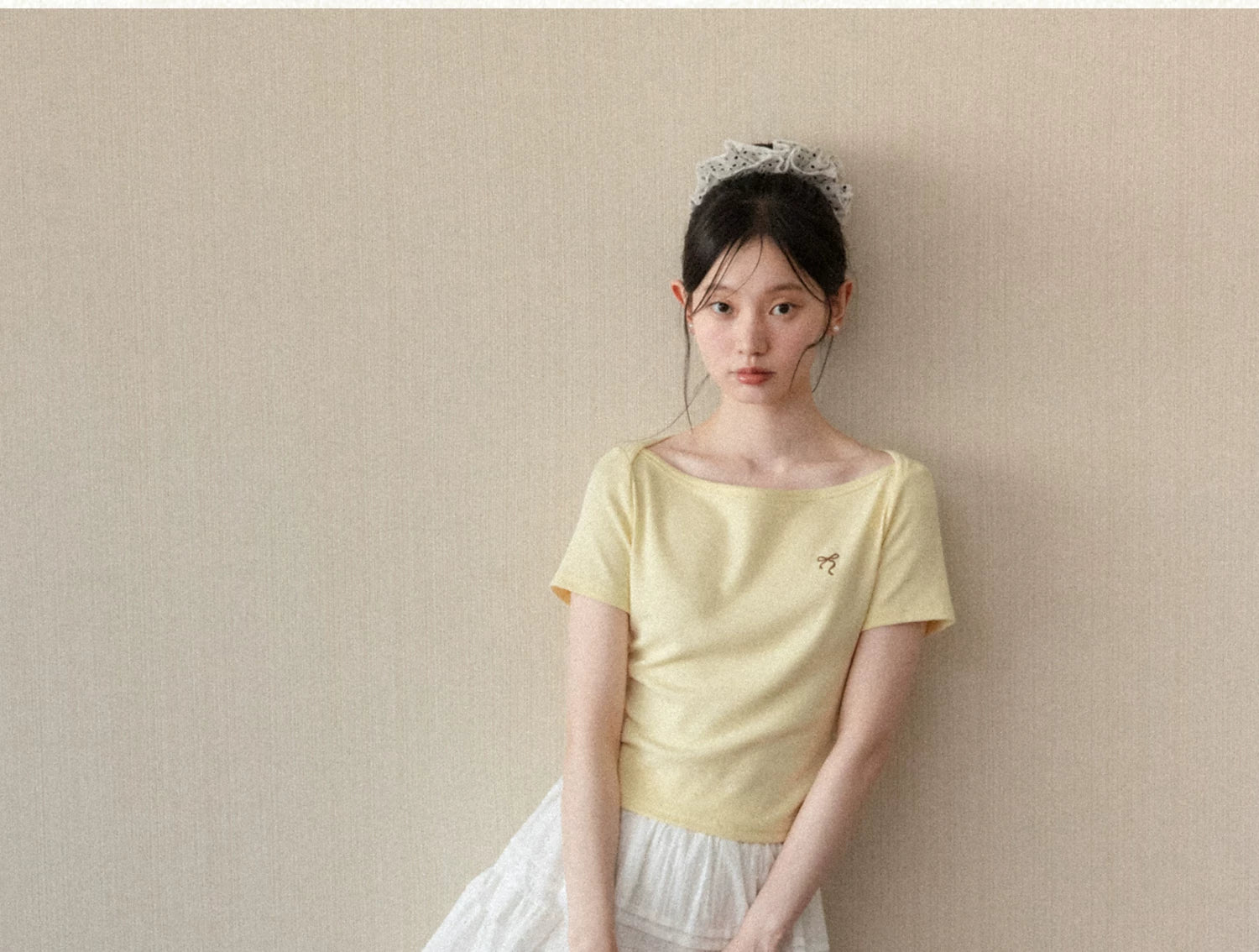 Cantonstory Shoulder Bow Versatile Tee