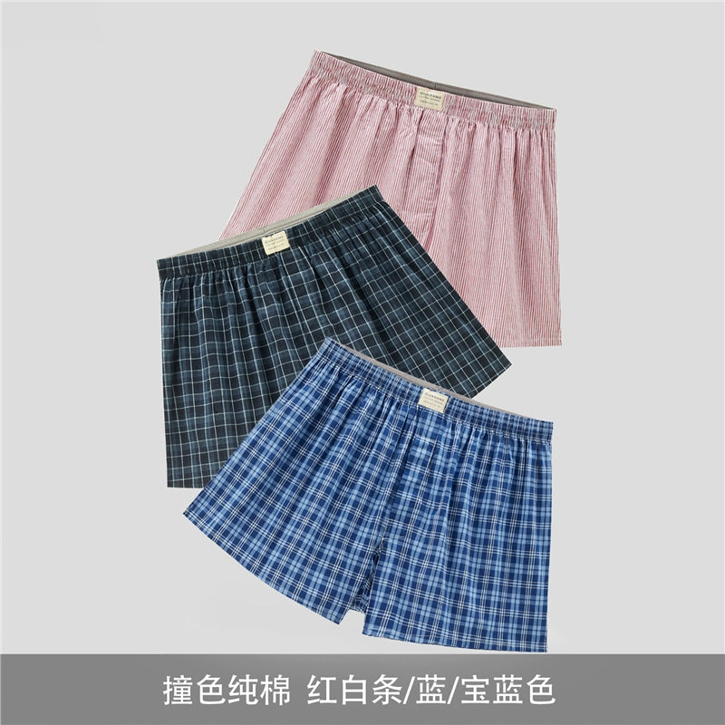 Giordano Underwear Men's Three-Pack Cotton Woven Contrast Boxers