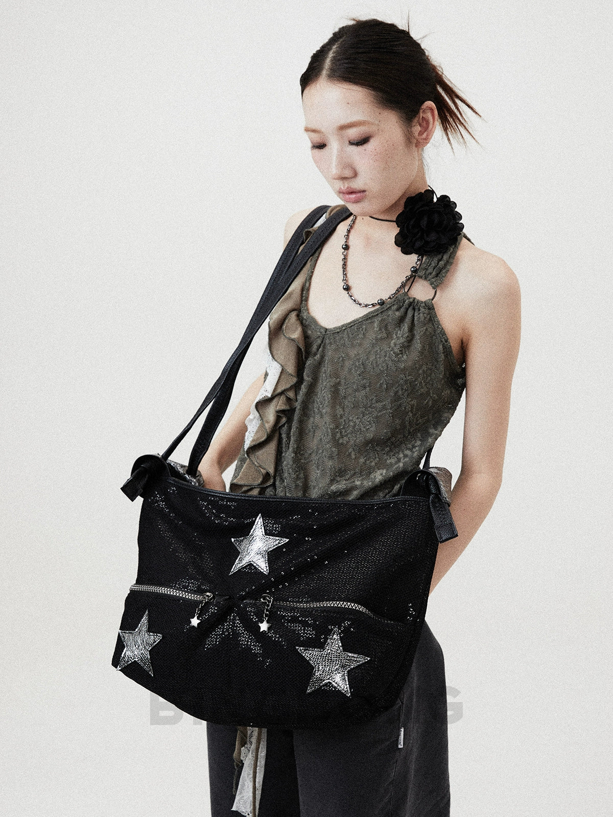 BINGBONG Retro Tote Bag Large Capacity Shoulder Messenger Bag